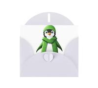 WHJSHOP White Greeting Card Green clothes penguin Printing Perfect for Valentine's Day, Wedding Anniversary & Party Invitations