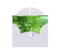 WHJSHOP White Greeting Card Green Leaf Nature Pattern 4x6in for Christmas, children's birthdays, Valentine's Day, wedding anniversaries, and party invitations