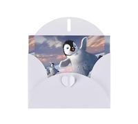 WHJSHOP White Greeting Card Happy Penguin Pattern 4x6in for Christmas, children's birthdays, Valentine's Day, wedding anniversaries, and party invitations