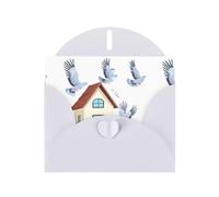 WHJSHOP White Greeting Card Pigeons on the house Printing Perfect for Valentine's Day, Wedding Anniversary & Party Invitations