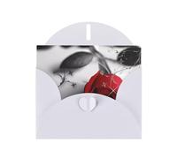 WHJSHOP White Greeting Card Rote Rose Pattern 4x6in for Christmas, children's birthdays, Valentine's Day, wedding anniversaries, and party invitations