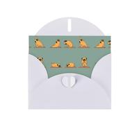 WHJSHOP White Greeting Card Yoga pug Pattern 4x6in for Christmas, children's birthdays, Valentine's Day, wedding anniversaries, and party invitations