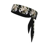 WHJSHOP White Lily Seal Pattern Sports Headscarf, Casual Headband, Elastic, Sweat Absorbing, Adjustable, Anti Slip