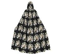 WHJSHOP White lily seal Prints Halloween Adult Hooded Cloak No Zipper, Comfortable & Durable for Role-Playing