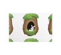 WHJSHOP White Rabbit in The Tree Hole Prints Placemats Set of 6 12x18in - Transform Your Table into a Cozy Haven for Memorable Meals
