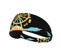 WHJSHOP Wings Ferris Wheel Prints Sports Headband for Women Sweat Proof Bandeau Summer Elastic Band