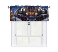 WHJSHOP Winter Christmas Snow Night Railway Train Prints Bright & Cozy Kitchen Window Layer - 54x18 Inch Peach Skin Valance for a Welcoming Home