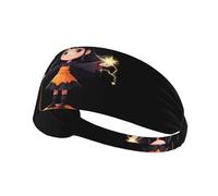 WHJSHOP Witch Holding a Magic Wand Prints Sports Headband for Women Sweat Proof Bandeau Summer Elastic Band