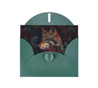 WHJSHOP Wolf among the red roses Prints Greeting Card - Premium Pearlescent Paper, Double Sided Pearl Effect, Love Buckle Pearl Paper Envelope