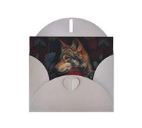 WHJSHOP Wolf among the red roses Prints Greeting Card - Premium Pearlescent Paper, Double Sided Pearl Effect, Love Buckle Pearl Paper Envelope