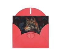 WHJSHOP Wolf among the red roses Prints Greeting Card - Premium Pearlescent Paper, Double Sided Pearl Effect, Love Buckle Pearl Paper Envelope