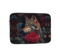 WHJSHOP Wolf Among The red Roses Prints Portable Shockproof Laptop Sleeve Case for Men and Women Business Travel, and Office Daily Use