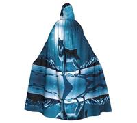 WHJSHOP Wolf on snowy mountain Prints Adult Hooded Cape Cloak for Halloween, Role-Playing, and Costume Parties