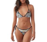 WHJSHOP Women's 2 pcs Bikini Swimsuit Chaos Theory Picture Softness, Bathing Suits, Black, Medium