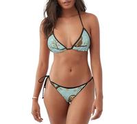 WHJSHOP Women's 2 pcs Bikini Swimsuit Lazy Cute Sloth Hanging The Branches Picture Softness, Bathing Suits, Black, Medium