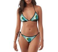 WHJSHOP Women's 2 Piece Bikini Swimsuit Brave Eagle Printed Triangle Bathing Suits, Black, Medium