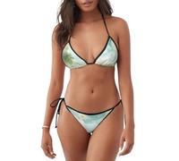 Whjshop Women's 2 Piece Bikini Swimsuit Dandelion in The Sun Printed Triangle Bathing Suits, Black, Medium
