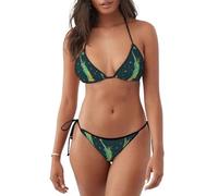 WHJSHOP Women's 2 Piece Bikini Swimsuit Statue of Liberty in NYC Printed Triangle Bathing Suits, Black, Large