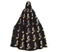 WHJSHOP Woodpecker eating insects Prints Adult Hooded Cape Cloak for Halloween, Role-Playing, and Costume Parties