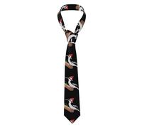 WHJSHOP Woodpecker looking for food Prints Men's Necktie - Stylish and Durable Polyester Fiber Tie for Business, Daily Life, and Special Occasions, Black, One Size
