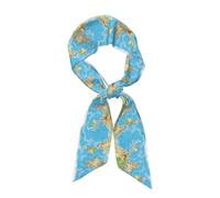 WHJSHOP World Map Printed Long Strip Silk Scarf For Women, Soft And Smooth Strip, Handbag Accessories