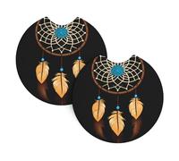 Whjshop Woven Dream Catcher Prints Car Interior Cup Holder Pad 2 Pc Waterproof & Quick for Cars, Trucks, Suvs, and Ships