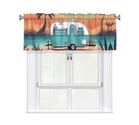 WHJSHOP You Make Me Happy Camper Trailer Printing Short Curtains with Valance Rod 54x18in, Light Filtering, Easy Installation for Kitchen, Bathroom, Laundry Room, Studio