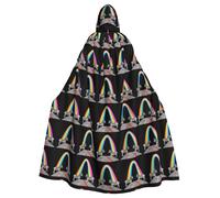 WHJSHOP Zebra crossing the rainbow Prints Adult Hooded Cape Cloak for Halloween, Role-Playing, and Costume Parties