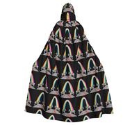 WHJSHOP Zebra crossing the rainbow Prints Adult Hooded Cape Cloak for Halloween, Role-Playing, and Costume Parties