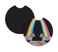 Whjshop Zebra Crossing The Rainbow Prints Car Interior Cup Holder Pad 2 Pc Waterproof & Quick for Cars, Trucks, Suvs, and Ships