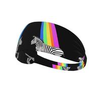 WHJSHOP Zebra Crossing The Rainbow Prints Sports Headband for Women Sweat Proof Bandeau Summer Elastic Band