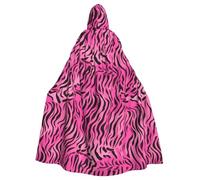 WHJSHOP zebra tiger leopard pink Prints Hooded Cloak - Dramatic Long-Sleeve Cosplay Layer