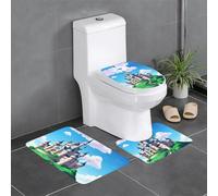 WHJSSF 3-Piece Bathroom Rugs Set 24x16in Anime Castle Sky Prints Anti-Slip Floor Mats with Contour, Oval & Rectangular Shapes for Home, Kitchen & Restrooms
