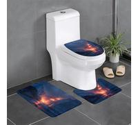 WHJSSF 3-Piece Bathroom Rugs Set 24x16in Fire blooming in the glacier Prints Anti-Slip Floor Mats with Contour, Oval & Rectangular Shapes for Home, Kitchen & Restrooms