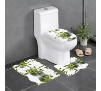 WHJSSF 3-Piece Bathroom Rugs Set 24x16in Fresh mint leaves Prints Anti-Slip Floor Mats with Contour, Oval & Rectangular Shapes for Home, Kitchen & Restrooms