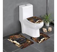 WHJSSF 3-Piece Bathroom Rugs Set 24x16in Grimoire Strange World Prints Anti-Slip Floor Mats with Contour, Oval & Rectangular Shapes for Home, Kitchen & Restrooms