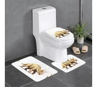 WHJSSF 3-Piece Bathroom Rugs Set 24x16in The terrifying triceratops Prints Anti-Slip Floor Mats with Contour, Oval & Rectangular Shapes for Home, Kitchen & Restrooms