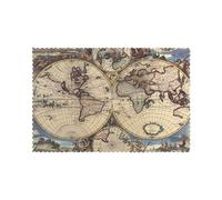 WHJSSF 6pc Heat-Resistant Placemats for Dining Table - Washable, Thick & Durable Polyester Mats for Home, Hotel, Banquet Decoration (12x18in) Ancient Map World Globe Prints