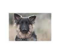 WHJSSF 6pc Heat-Resistant Placemats for Dining Table - Washable, Thick & Durable Polyester Mats for Home, Hotel, Banquet Decoration (12x18in) Animal german shepherd Prints