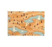 WHJSSF 6pc Heat Resistant Placemats, Thick Table Mats for Home Kitchen, Hotel, Banquet, Washable & Wear-Resistant (12x18in) Ghost in The Desert Prints