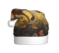 WHJSSF A deer chasing a bee Printing Christmas Hat for Adult Halloween party usage