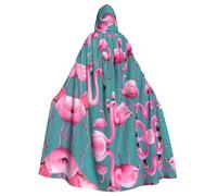 WHJSSF A flock of flamingos Prints Hooded Cloak - Long Costume Throw, Soft Halloween Layer & Drawstring Tie