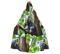 WHJSSF A little koala Printed Halloween Adult Hooded Cape Large Hooded Cloak with Bow Tie, No Zipper