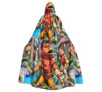 WHJSSF A Mechanical Fish Prints Halloween Adult Hooded Cape Cloak with Bow Tie for Costume Parties, Cosplay