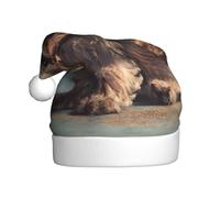 WHJSSF A puppy gnawing on the bones Printed Christmas Hat for Adult for men and women clothing headband for festive occasions