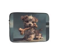 WHJSSF A Puppy Gnawing on The Bones Prints Portable Laptop Sleeve 17 inch for Business Travel, School, Office, Daily Use