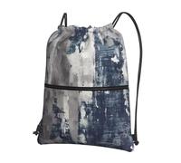 WHJSSF Abstract Blue Prints Drawstring Zipper Backpack - Lightweight Water-Resistant Sport Gym Bag with Front Pocket & Internal Organizer - Perfect for Travel, Yoga & Hiking