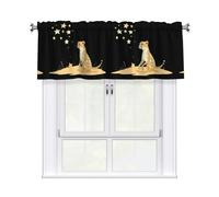 WHJSSF African Cheetah Counting Stars Prints Kitchen Window Valance 54x18 - Peach Skin Layer for Soft Light & Easy Style