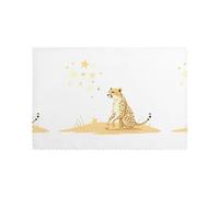 WHJSSF African Cheetah Counting Stars Prints Placemats Set of 6 12x18in - Durable Table Layers with Heat-Resistant & Wrinkle-Free Polyester