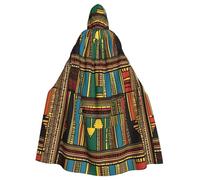 WHJSSF African National Patterns Prints Halloween Adult Hooded Cape Cloak For Role-Playing, Stage Costumes, Parties Easy Care